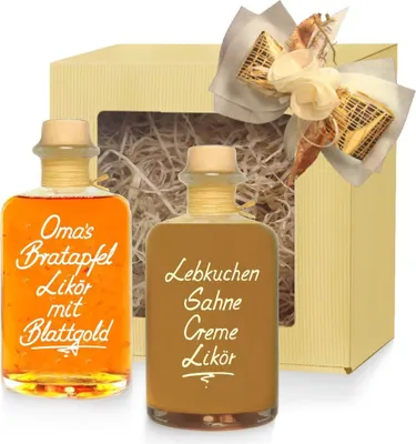Produktbild von Weihnachtslikör Geschenkbox Lebkuchen Likör & Oma´s Bratapfel Likör 2x 350 ml Geschenk Geschenkset Präsent