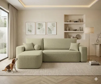 Produktbild von CORNERO Ecksofa TEXAS mit Schlaffunktion Couch in L-Form mit Stauraum Eckcouch mit Bettkasten Sofa in L-Form Dunkelbeige Ottomane links