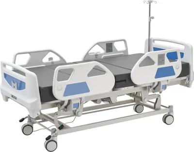Produktbild von Hochwertiges vollelektrisches Krankenhausbett mit 5 Funktionen, elektrisches medizinisches Bett mit Herzstuhl, CPR, Trendelenburg & Reverse Trendelenburg, zentrales Verriegelungssystem mit 127-mm-Rollen für den Heimgebrauch