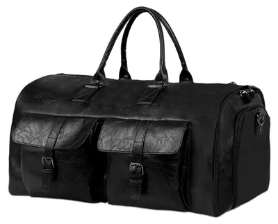 Produktbild von Umwandelbare Reisetasche für Damen und Herren, 2-in-1, aus Kunstleder, Wochenendtasche mit Schuhbeutel und Schultergurt, Schwarz