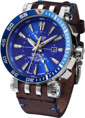 Vostok Europe NH34-575A716BLUE Herrenuhr Automatik GMT Energia Rocket Blau 2 Bänder 1