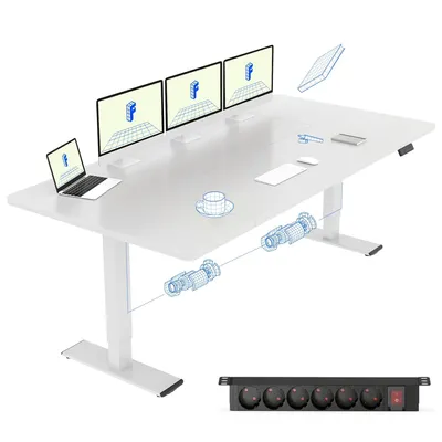 Immagine prodotto di FLEXISPOT QB2 Scrivania regolabile in altezza, elettrica, 200x80 cm, con presa multipla, 2 MOTORI POTENTI, portata 120 kg, 4 impostazioni memorizzabili (bianca)