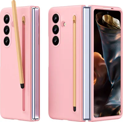 Image de Étui pour Samsung Galaxy Z Fold 7 étui fin et mat en PC avec protection d'écran et stylo tactile Rose