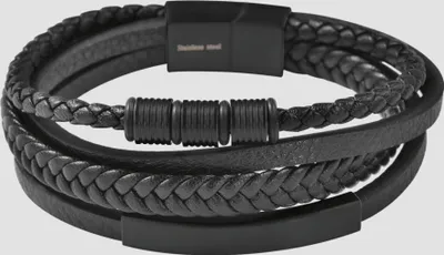 Produktbild von Akzent Armband aus Kunstlederion mit Edelstahlelementen, gravurfähig, schwarz
