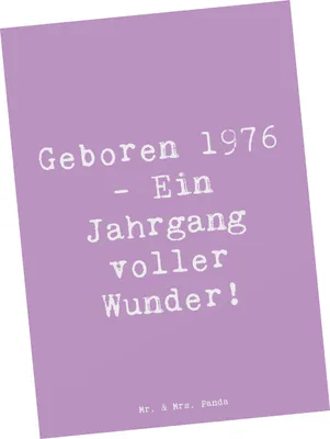 Produktbild von Mr. & Mrs. Panda Postkarte Spruch 1976 Geburtstag - Lavendeltraum - Geschenk, besondere Momente, Fotokarte, Postkarten, Geburtstagsgeschenk, Happy Birthday, Nostalgie