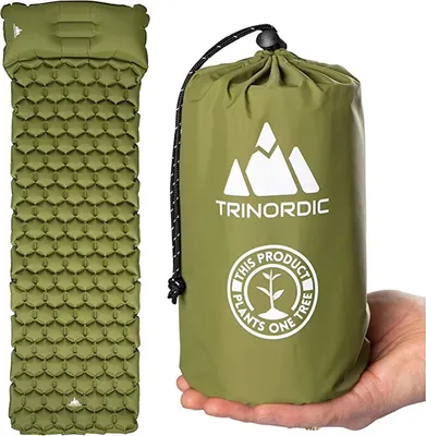Produktbild von TRINORDIC Campingmatte Ultraleichte aufblasbare Schlafmatte, faltbares aufblasbares leichtes Einzelbett, tragbares Luftkissen für Outdoor, Rucksacktou