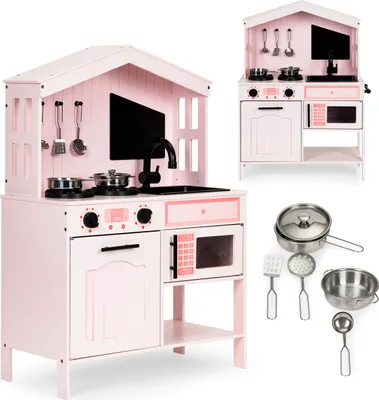 Produktbild von Homelux Spielzeugküche aus Holz, Backofen, Mikrowellenherd, Zubehör
