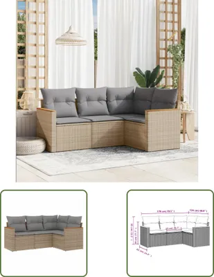 Produktbild von The Living Store 4-tlg. Garten-Sofagarnitur mit Kissen Beige Poly Rattan