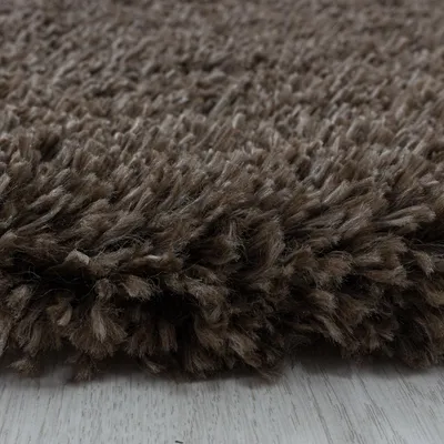 Produktbild von Villa Möbel Fluina Wohnzimmer-Teppich, Hochflor-Teppich, Shaggy, Einfarbig, Farbe:Braun, Grösse:120 cm Rund