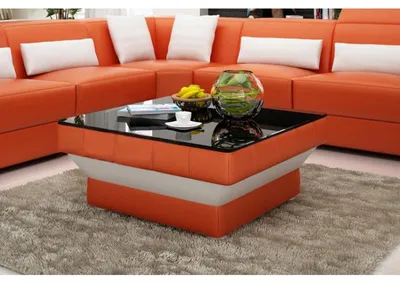 Obrázek produktu pro Designer Couchtisch Polster Tisch Leder Glas Moderner Tische Glastische #8009