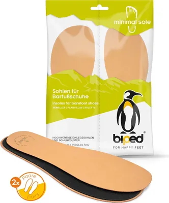 Produktbild von biped minimal sole LEDIGOS - 2 Paar Leder Einlegesohlen - spezielle Form - passen nur in Minimal- und Barfußschuhe(35)