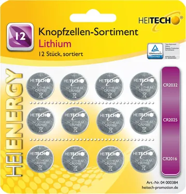 Image de Assortiment de piles bouton au lithium Heitech 12 pcs.