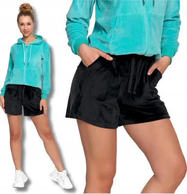 Immagine prodotto di Moraj pantaloncini da donna in velluto a vita alta pantaloncini da spiaggia pantaloncini da corsa con tasche oversize, nero, S