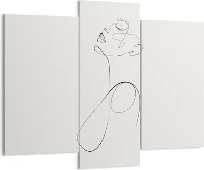 Produktbild von Bild auf Leinwand - Leinwandbild - 3 Teile - Linie Linie Frau - 130x100cm - Wand Bild - Wanddeko - Wandbilder - Leinwanddruck - Bilder - Wanddekoration - Leinwand bilder - Wandbild - CB130x100-5112