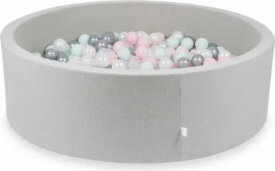 Immagine prodotto di Vasca da bagno con palline 130x40cm grigio chiaro - Con 700 palline / trasparente, perla, argento, rosa baby, menta chiaro