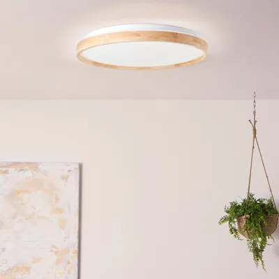 Produktbild von LED Deckenlampe, Ø 50 cm, 3300 lm, dimmbar, CCT, Holz/Kunststoff