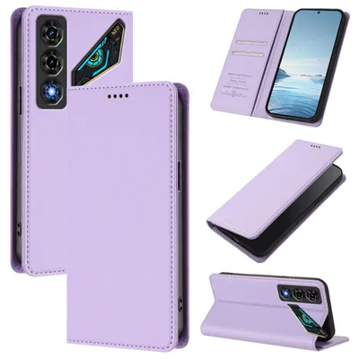 Produktbild von Handyhülle für ZTE nubia Neo 5, Kunstleder Klapphülle Stoßfeste Magnetische Hülle mit Ständer Violett