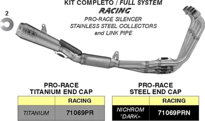 Obrázek produktu pro Závodní výfukový systém ARROW s tmavou koncovkou Pro-Race pro Hondu Cbr 650 r