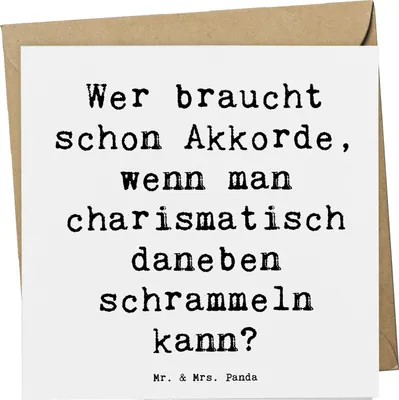 Produktbild von Mr. & Mrs. Panda doppelkarte Spruch Charisma Gitarre - Weiß - Geschenk, Musik, Instrument, lernen, faltkarte, anlasskarte, Leidenschaft, Freiheit, Glückwunschkarte