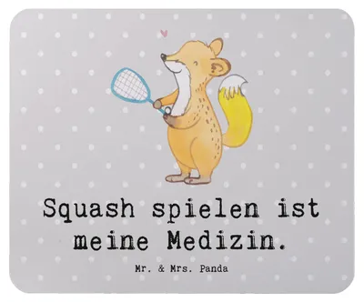 Produktbild von Mr. & Mrs. Panda Mouse Pad Fuchs Squash spielen - Grau Pastell - Geschenk, Squashhalle, computer mousepad, notebook mauspad, Ballsport, pc mausunterlage