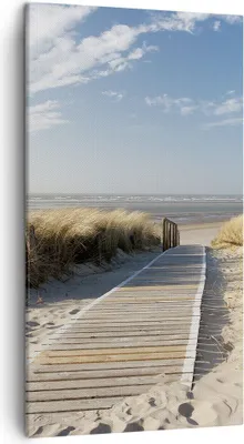 Produktbild von Bild auf Leinwand - Leinwandbild - Strand Meer Fußgängerbrücke Ufer - 45x80cm - Wand Bild - Wanddeko - Leinwanddruck - Bilder - Kunstdruck - Wanddekoration - Leinwand bilder - Wandkunst - PA45x80-2657