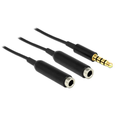 Produktbild von Delock Audio-Splitter - 4-poliger Mini-Stecker weiblich zu 4-poliger Mini-Stecker männlich