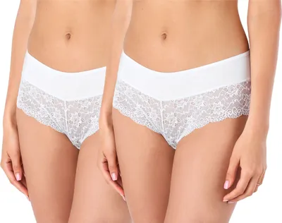 Produktbild von Bellivalini Damen Unterwäsche Unterhose aus Baumwolle Panty mit Spitze BLV50-187 (Weiß, XXL )