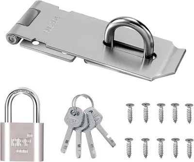 Produktbild von Riegelschloss aus 304 Edelstahl mit Vorhängeschloss und Schrauben für Türen