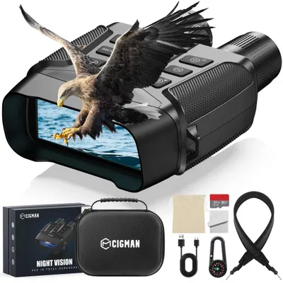 Produktbild von CIGMAN CNV01 4K Nachtsichtfernglas mit 3,99" Display – 600 m Reichweite, Infrarot, 5000 mAh Akku, 32GB Karte, Foto & Video