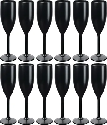Produktbild von Schramm® Mehrweg Sektgläser in schwarz wählbar 6, 12, 24 oder 48 Stück 150 ml Champagner Glas Sektflöten Sektkelch Stielglas Champagner Gläser Fassungsvermögen, Größe:12 Stück