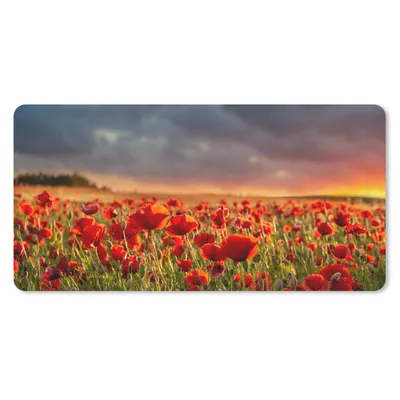 Produktbild von MuchoWow® Mauspad Mousepad Sonnenuntergang - Mohnblumen - Rot - Blumen - Feld - Natur 60x30 cm - Mousepads - Maus Mat - Pad - Mausunterlage - Nachhaltig