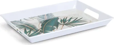 Produktbild von ZELLER 26473 Melamintablett PALM LEAVES mit Tragegriffen, ca. 50 x 35 x 5 cm