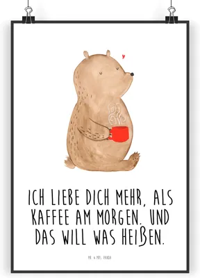Produktbild von Mr. & Mrs. Panda Bild Bär Morgenkaffee DIN A5 - Weiß - Geschenk, Freundin, drucke, wanddeko, Wandbild, Kunstdruck, Plakat, Hochzeitstag, für Partner, Liebesbeweis, Frauen