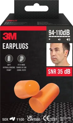 Produktbild von 3M™ Gehörschutzstöpsel - SNR-Wert 35 dB - Weichschaum Orange - 50 Paar 100 Stück