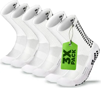 Produktbild von LUX Soccer Grip Socken Wadenlang Weiß 3er-Pack Erwachsenengröße