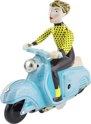 Produktbild von Blechspielzeug Scooter Girl blau-hellblau Mädchen auf Motorroller Roller