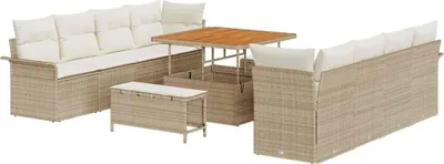 Image de vidaXL Ensemble de canapé de jardin avec coussins Beige et crème 100 x 100 x 71 cm