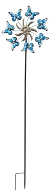 Produktbild von Windrad Metall Schmetterlinge einfach Gartenstecker 118cm Garten Dekoration Deko