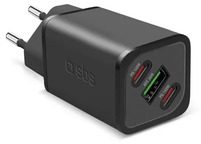 Produktbild von SBS PD Reiselader 140W 2x USB-C/1x USB GaN schwarz