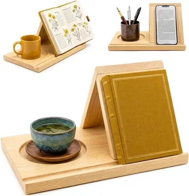 Produktbild von Buchständer Holz, dreieckig, für Schreibtisch