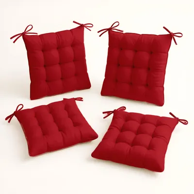 Image de Lot de 4 Galettes de chaise 40 x 40 cm - Rouge piment