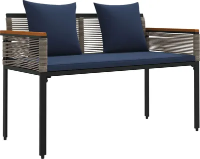 Obrázok produktu pre vidaXL Vonkajšia lavica sivá a tmavomodrá 117 x 54 x 74,5 cm polyratan