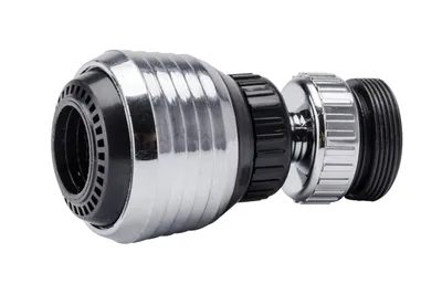A close-up studio shot of a kitchen faucet sprayer attachment.