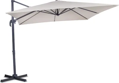 Produktbild von Vonroc Freitragender Premium Sonnenschirm Pisogne 300x300cm – Robuster Sonnenschirm – Um 360° drehbar – Neigbar – UV-beständiges Segeltuch – Beige – Inklusive Schutzhülle