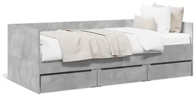 Produktbild von vidaXL Tagesbett mit Schubladen ohne Matratze Betongrau 90x200 cm