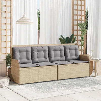 Image de Maison Exclusive - Banc de jardin avec coussins beige et gris en polyrotin