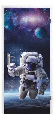 Productafbeelding van Zelfklevend deurdecoratie met het thema astronaut - decoratie voor kinderkamers