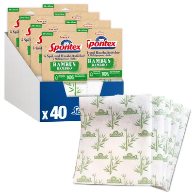 Produktbild von Spontex Bambus Spül- und Haushaltstücher, 40 Stück, aus 100% nachwachsenden Rohs