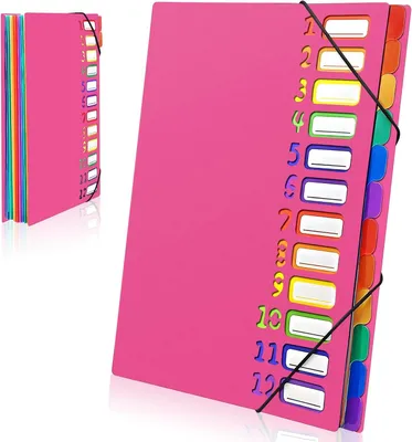 Produktbild von Dokumentenmappe A4, Tragbar Fächermappe mit 12 Fächern(Rot)Ordnungsmappe mit Gummiband,wasserdicht,robust, für Büro, Schule, Hausaufgaben