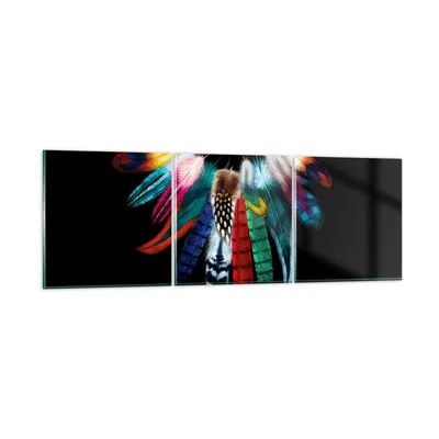 Produktbild von Bilder auf glas - Vogel Feder Farbe Komposition - 150x50cm - Glasbilder - Wandbilder - Kunstdruck - zum Aufhängen bereit - Wanddekoration aus Glas - Glas Bilder - Wandbild auf Glas - GCA150x50-2932